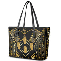 Egypt Canopic Jars Leather Tote Bag Ancient Mythology Four Sons of Horus