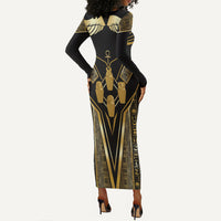 Egypt Canopic Jars Long Sleeve Bodycon Dress Ancient Mythology Four Sons of Horus