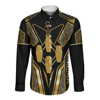 Egypt Canopic Jars Long Sleeve Button Shirt Ancient Mythology Four Sons of Horus