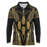 Egypt Canopic Jars Long Sleeve Polo Shirt Ancient Mythology Four Sons of Horus