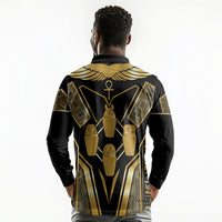 Egypt Canopic Jars Long Sleeve Polo Shirt Ancient Mythology Four Sons of Horus