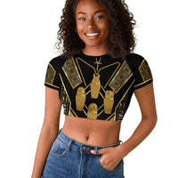Egypt Canopic Jars Raglan Cropped T shirt Ancient Mythology Four Sons of Horus