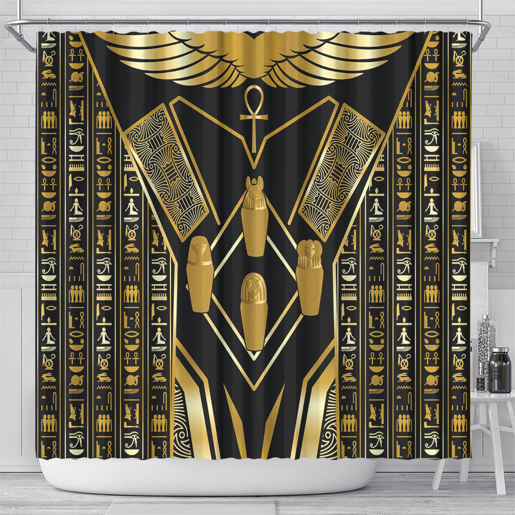 Egypt Canopic Jars Shower Curtain Ancient Mythology Four Sons of Horus