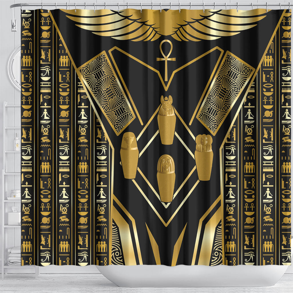 Egypt Canopic Jars Shower Curtain Ancient Mythology Four Sons of Horus