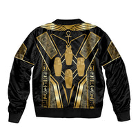 Egypt Canopic Jars Sleeve Zip Bomber Jacket Ancient Mythology Four Sons of Horus