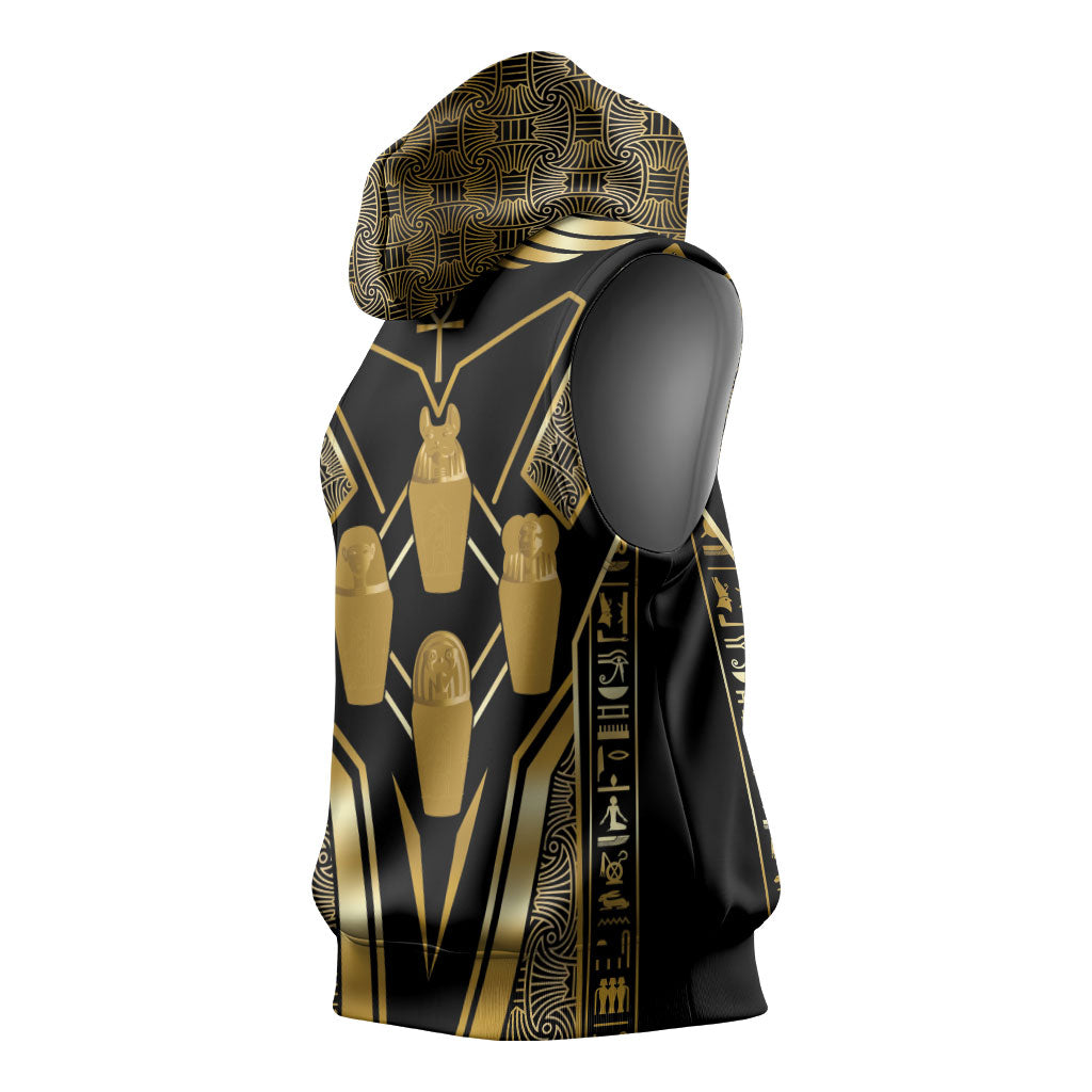 Egypt Canopic Jars Sleeveless Hoodie Ancient Mythology Four Sons of Horus