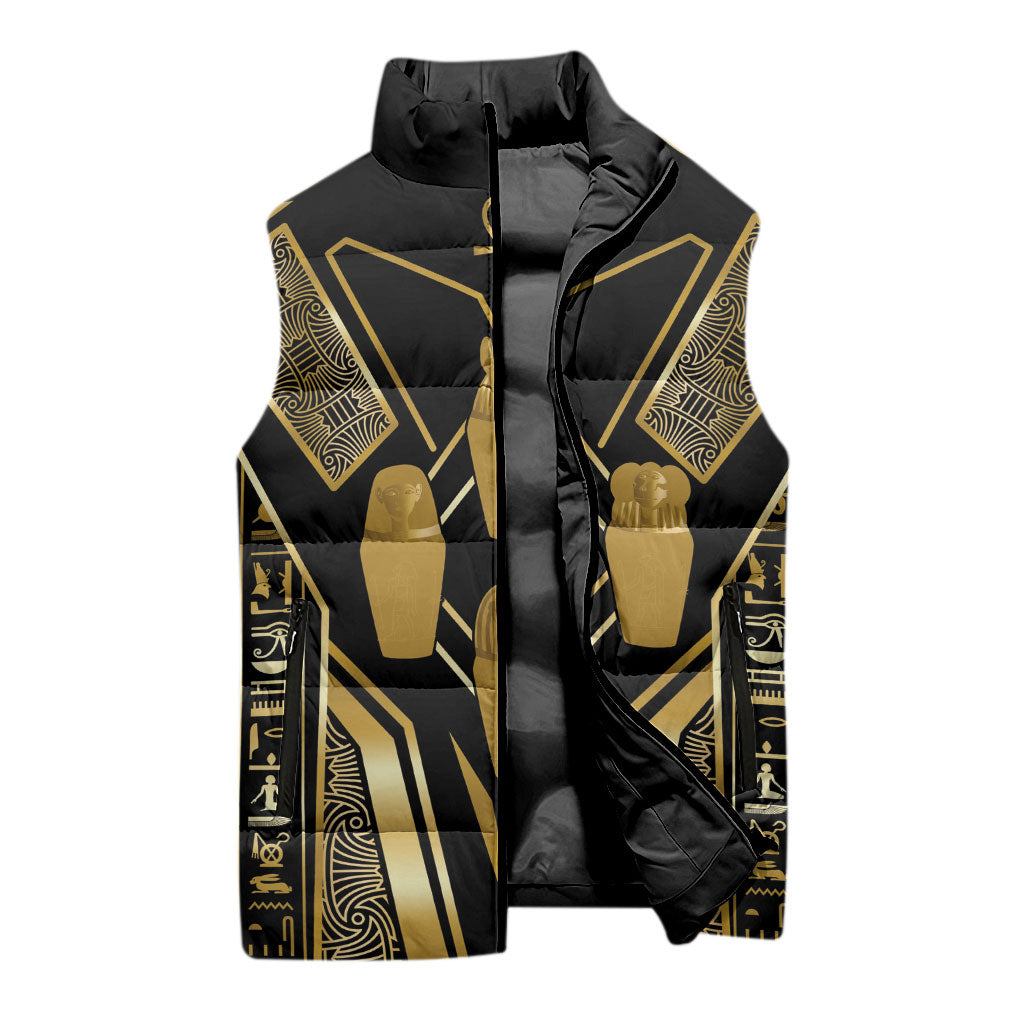 Egypt Canopic Jars Sleeveless Puffer Jacket Ancient Mythology Four Sons of Horus
