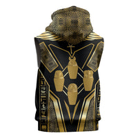 Egypt Canopic Jars Sleeveless Zip Hoodie Ancient Mythology Four Sons of Horus