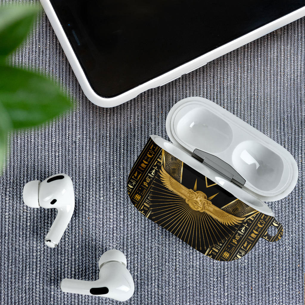 Egypt Winged Sun AirPods Case Ancient Mythology Golden Ankh