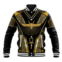 Egypt Winged Sun Baseball Jacket Ancient Mythology Golden Ankh