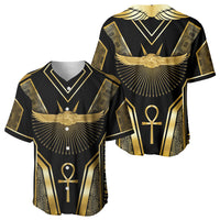 Egypt Winged Sun Baseball Jersey Ancient Mythology Golden Ankh