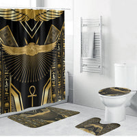Egypt Winged Sun Bathroom Set Ancient Mythology Golden Ankh