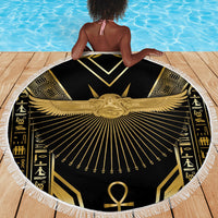 Egypt Winged Sun Beach Blanket Ancient Mythology Golden Ankh