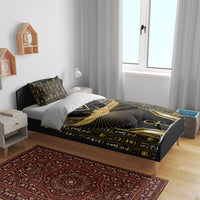 Egypt Winged Sun Bedding Set Ancient Mythology Golden Ankh