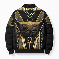Egypt Winged Sun Bomber Puffer Jacket Ancient Mythology Golden Ankh