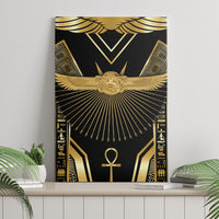 Egypt Winged Sun Canvas Wall Art Ancient Mythology Golden Ankh