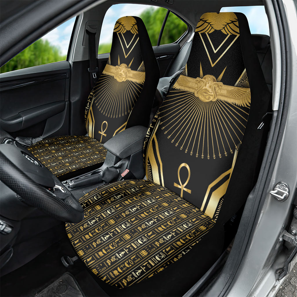 Egypt Winged Sun Car Seat Cover Ancient Mythology Golden Ankh