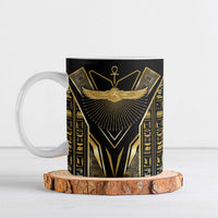 Egypt Winged Sun Ceramic Mug Ancient Mythology Golden Ankh