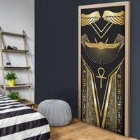 Egypt Winged Sun Door Cover Ancient Mythology Golden Ankh