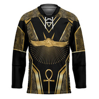 Egypt Winged Sun Hockey Jersey Ancient Mythology Golden Ankh