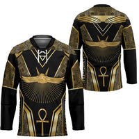Egypt Winged Sun Hockey Jersey Ancient Mythology Golden Ankh