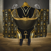 Egypt Winged Sun Hooded Blanket Ancient Mythology Golden Ankh