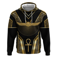 Egypt Winged Sun Hoodie Ancient Mythology Golden Ankh