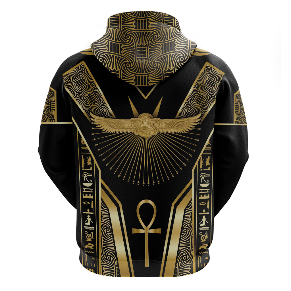 Egypt Winged Sun Hoodie Ancient Mythology Golden Ankh