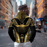 Egypt Winged Sun Hoodie Ancient Mythology Golden Ankh