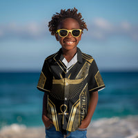 Egypt Winged Sun Kid Hawaiian Shirt Ancient Mythology Golden Ankh