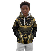 Egypt Winged Sun Kid Hoodie Ancient Mythology Golden Ankh