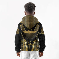 Egypt Winged Sun Kid Hoodie Ancient Mythology Golden Ankh