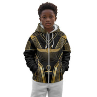 Egypt Winged Sun Kid Hoodie Ancient Mythology Golden Ankh