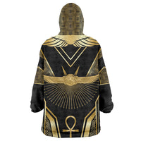 Egypt Winged Sun Kid Wearable Blanket Hoodie Ancient Mythology Golden Ankh