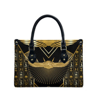 Egypt Winged Sun Leather Bag Ancient Mythology Golden Ankh