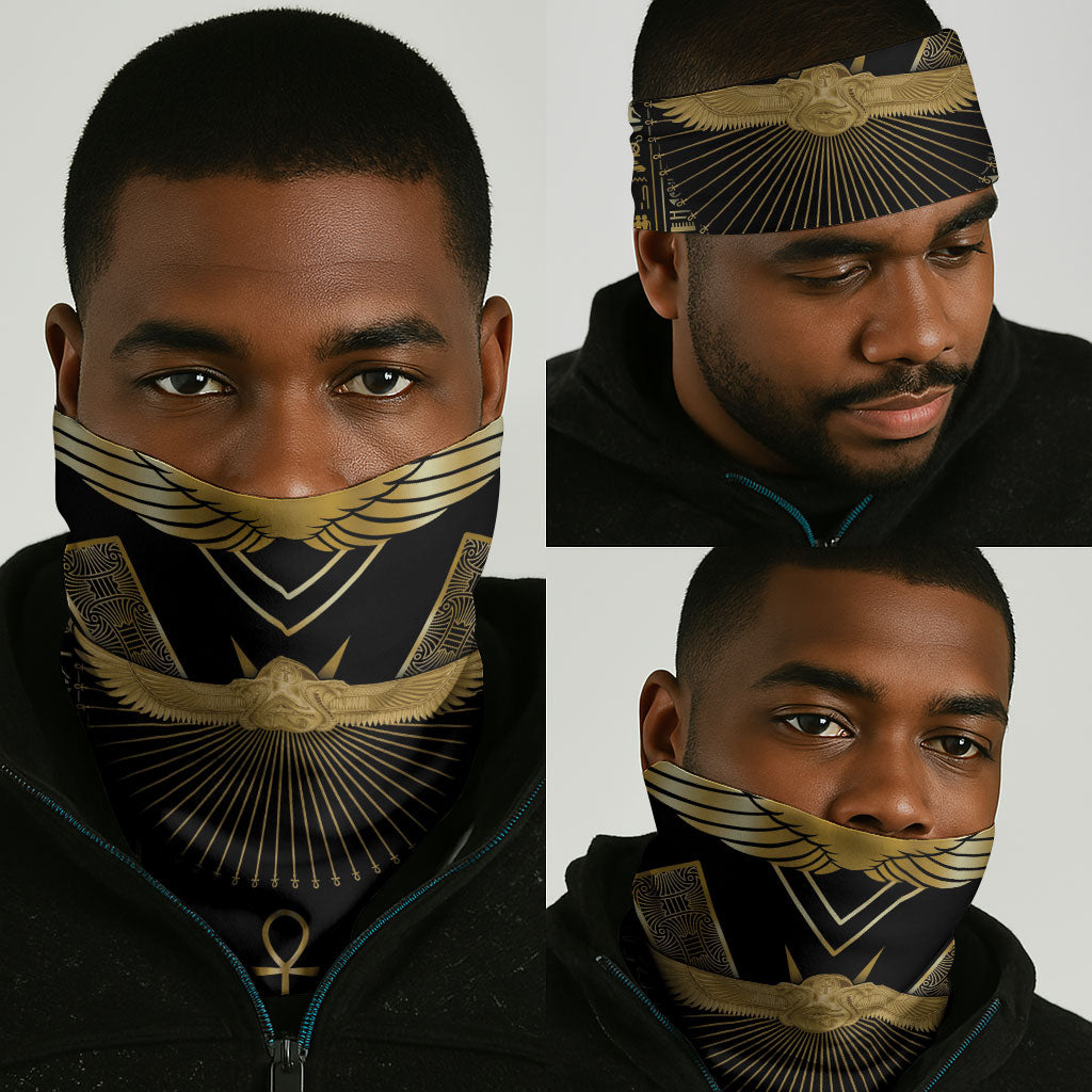 Egypt Winged Sun Neck Gaiter Ancient Mythology Golden Ankh