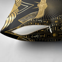Egypt Winged Sun Pillow Cover Ancient Mythology Golden Ankh