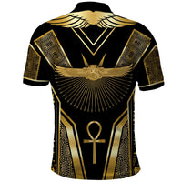 Egypt Winged Sun Polo Shirt Ancient Mythology Golden Ankh