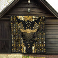 Egypt Winged Sun Quilt Ancient Mythology Golden Ankh