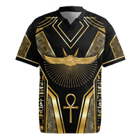 Egypt Winged Sun Rugby Jersey Ancient Mythology Golden Ankh
