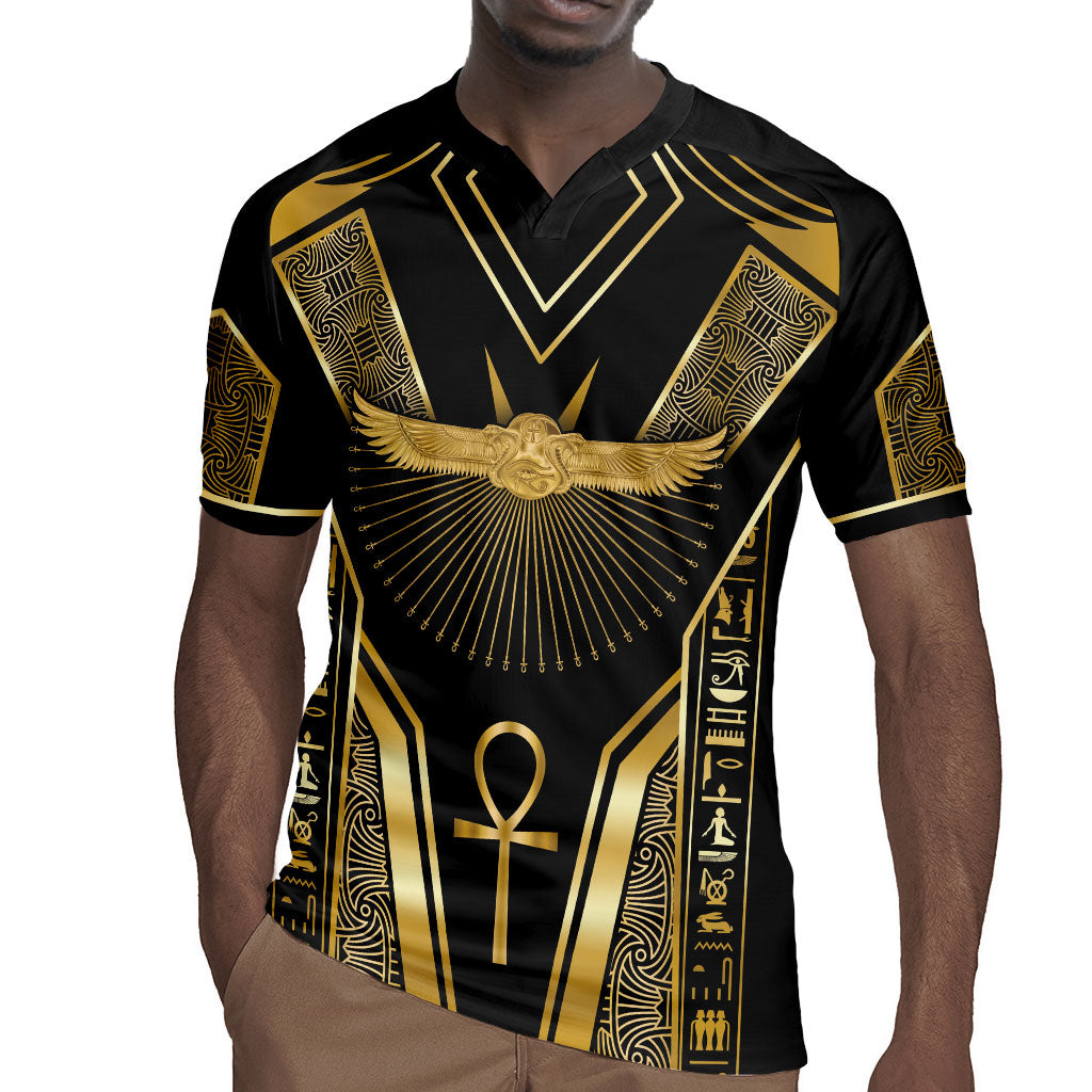 Egypt Winged Sun Rugby Jersey Ancient Mythology Golden Ankh