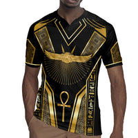 Egypt Winged Sun Rugby Jersey Ancient Mythology Golden Ankh