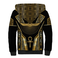 Egypt Winged Sun Sherpa Hoodie Ancient Mythology Golden Ankh
