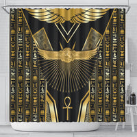 Egypt Winged Sun Shower Curtain Ancient Mythology Golden Ankh