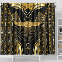 Egypt Winged Sun Shower Curtain Ancient Mythology Golden Ankh