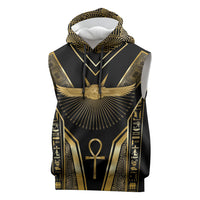 Egypt Winged Sun Sleeveless Hoodie Ancient Mythology Golden Ankh