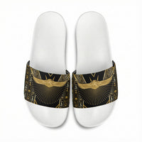 Egypt Winged Sun Slide Sandals Ancient Mythology Golden Ankh