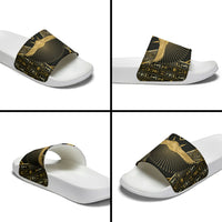 Egypt Winged Sun Slide Sandals Ancient Mythology Golden Ankh