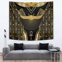 Egypt Winged Sun Tapestry Ancient Mythology Golden Ankh