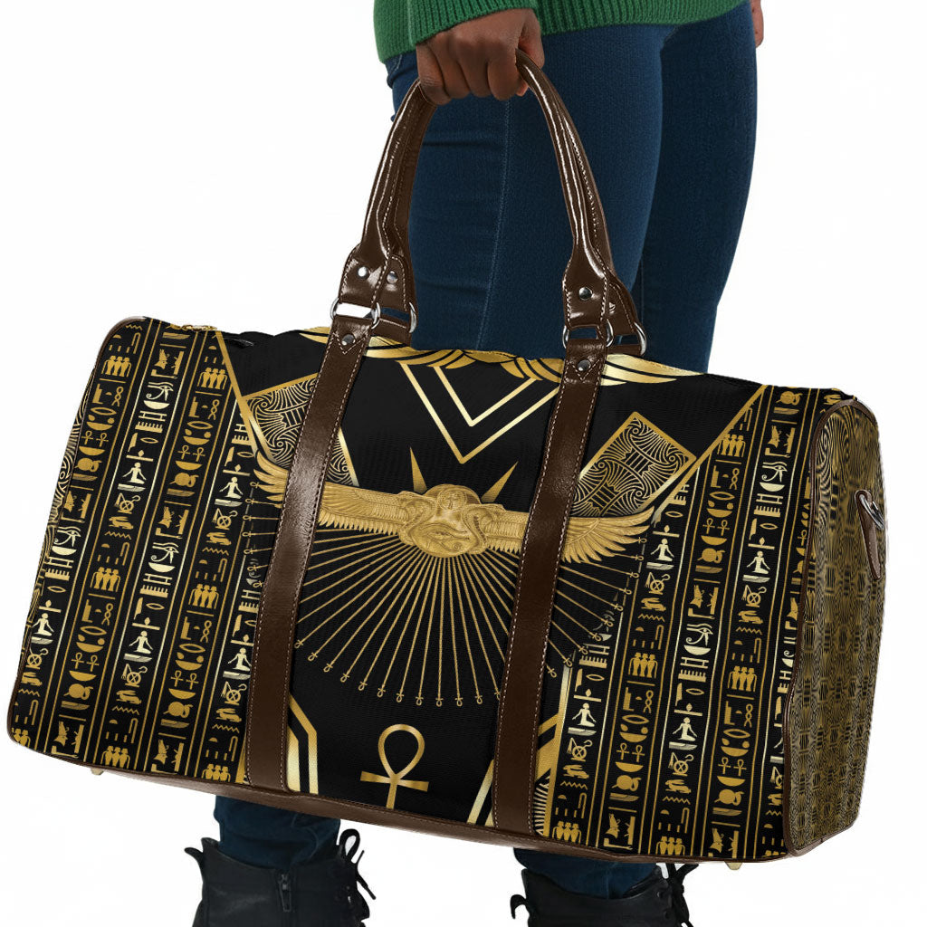 Egypt Winged Sun Travel Bag Ancient Mythology Golden Ankh